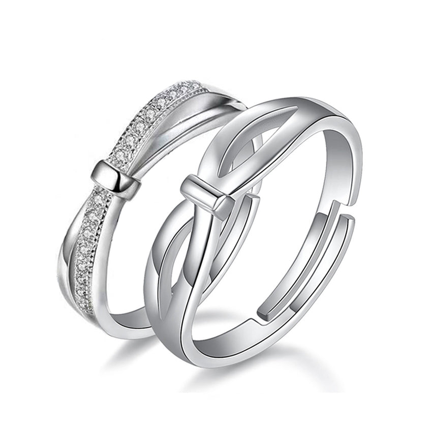 Wedding ROM Couple Adjustable Silver Rings
