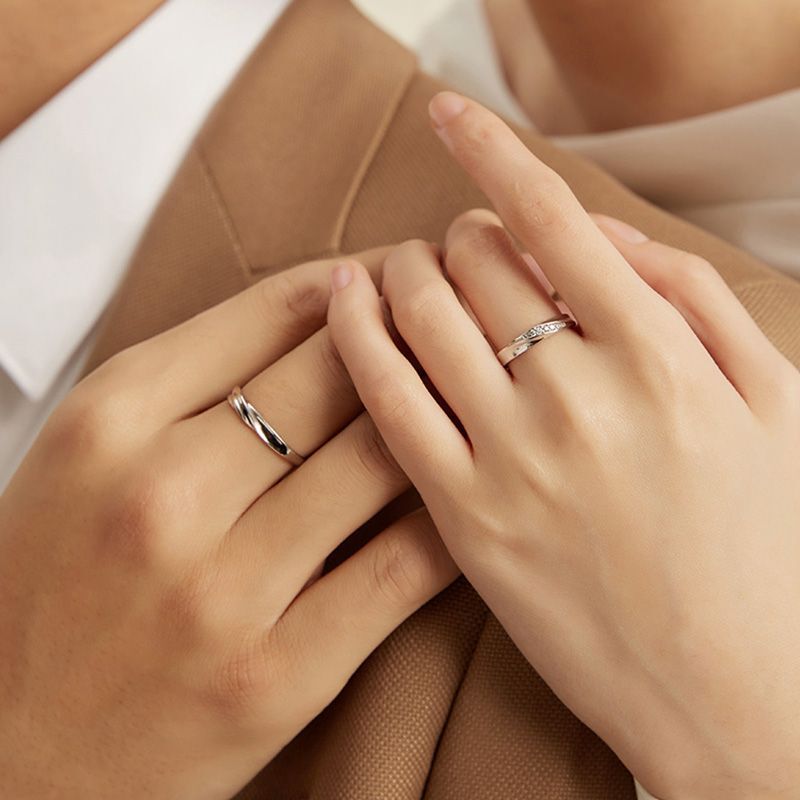 Couple Adjustable Silver Rings